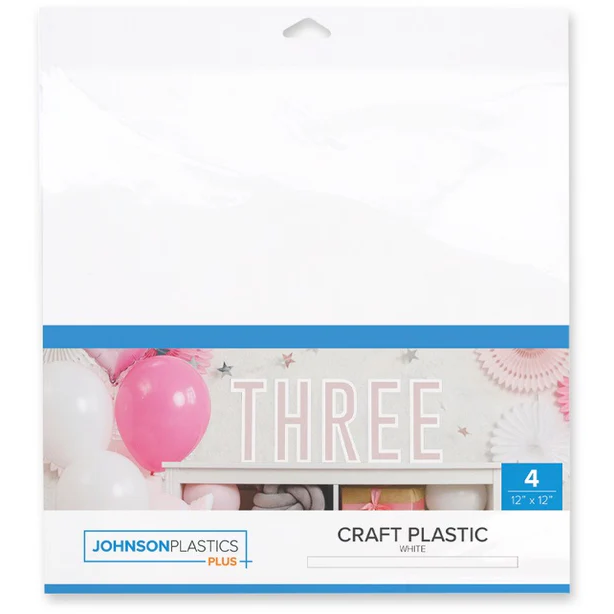 FLUX Craft Plastic White Acrylic Sheet Pack (12" x 12", 0.025", 4-Pack)