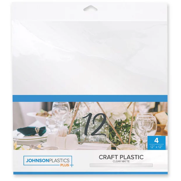 FLUX Craft Plastic Acrylic Sheets – Matte Clear, 12" x 12", 4-Pack