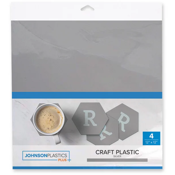 FLUX Craft Plastic Acrylic Sheets 12" x 12" Silver – 4 Pack (.025")