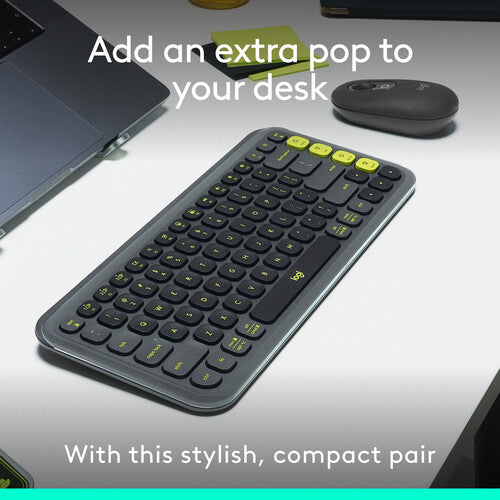 Logitech POP Icon Wireless Keyboard & Mouse Combo – Graphite/Green