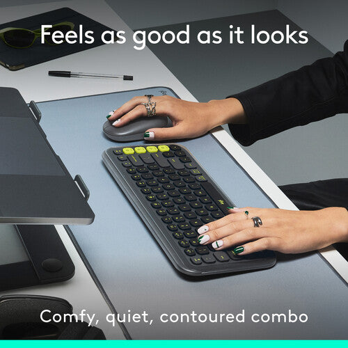 Logitech POP Icon Wireless Keyboard & Mouse Combo – Graphite/Green