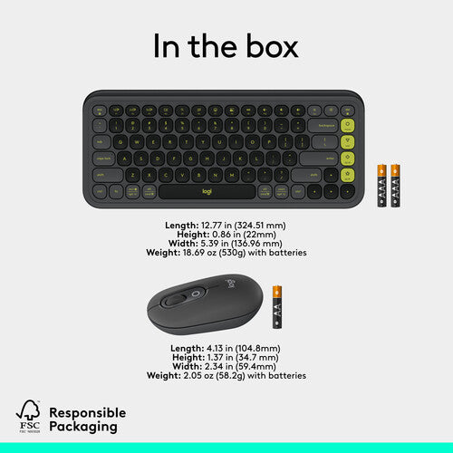 Logitech POP Icon Wireless Keyboard & Mouse Combo – Graphite/Green