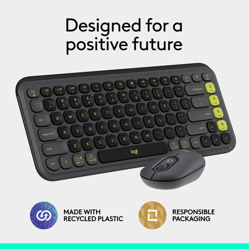 Logitech POP Icon Wireless Keyboard & Mouse Combo – Graphite/Green