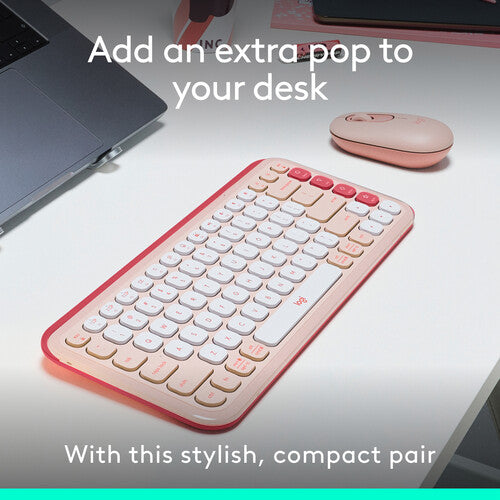 Logitech POP Icon Wireless Bluetooth Keyboard & Mouse Combo - Rose/Off-White