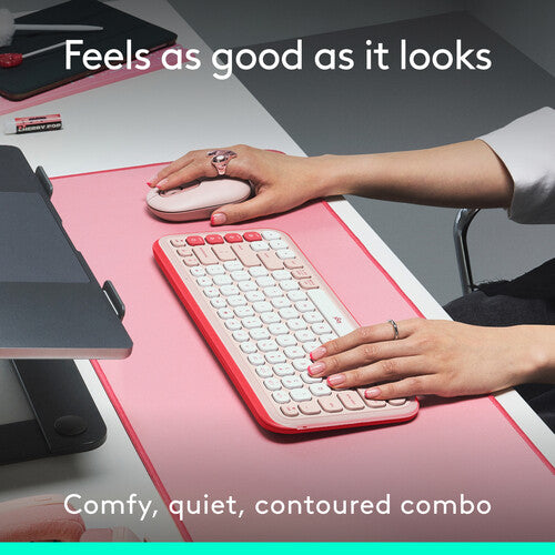 Logitech POP Icon Wireless Bluetooth Keyboard & Mouse Combo - Rose/Off-White