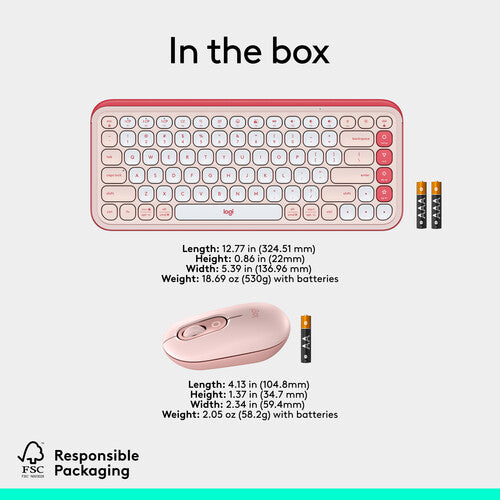 Logitech POP Icon Wireless Bluetooth Keyboard & Mouse Combo - Rose/Off-White