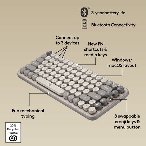 Logitech POP Keys Bluetooth Wireless Mechanical Keyboard – Mist
