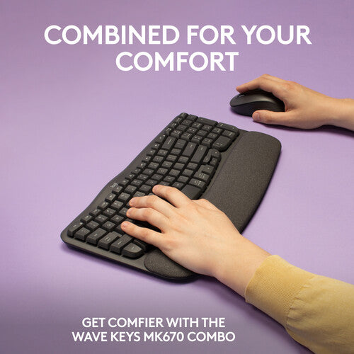 Logitech MK670 Wave Keys Wireless Ergonomic Keyboard & Mouse Combo - Black