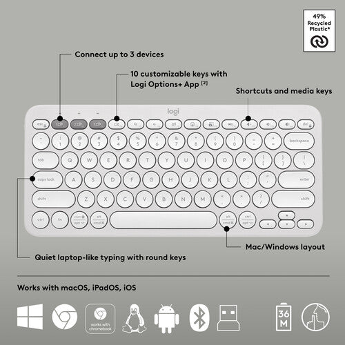 Logitech Pebble 2 Wireless Bluetooth Keyboard & Mouse Combo - Tonal White