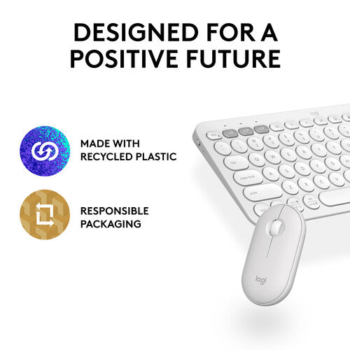 Logitech Pebble 2 Wireless Bluetooth Keyboard & Mouse Combo - Tonal White