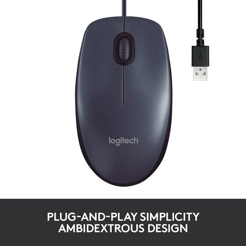 Logitech B100 Optical USB Wired Mouse – Black