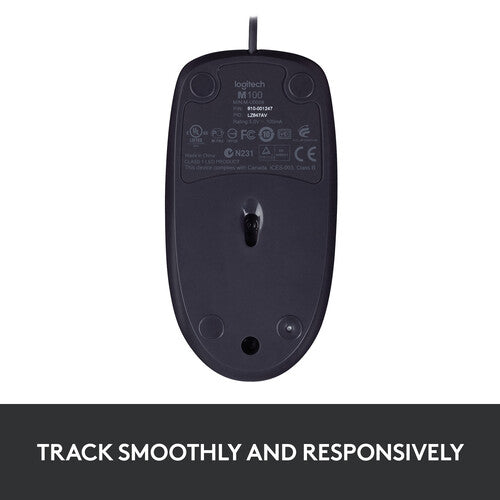Logitech B100 Optical USB Wired Mouse – Black