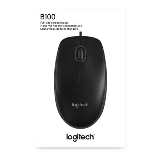 Logitech B100 Optical USB Wired Mouse – Black