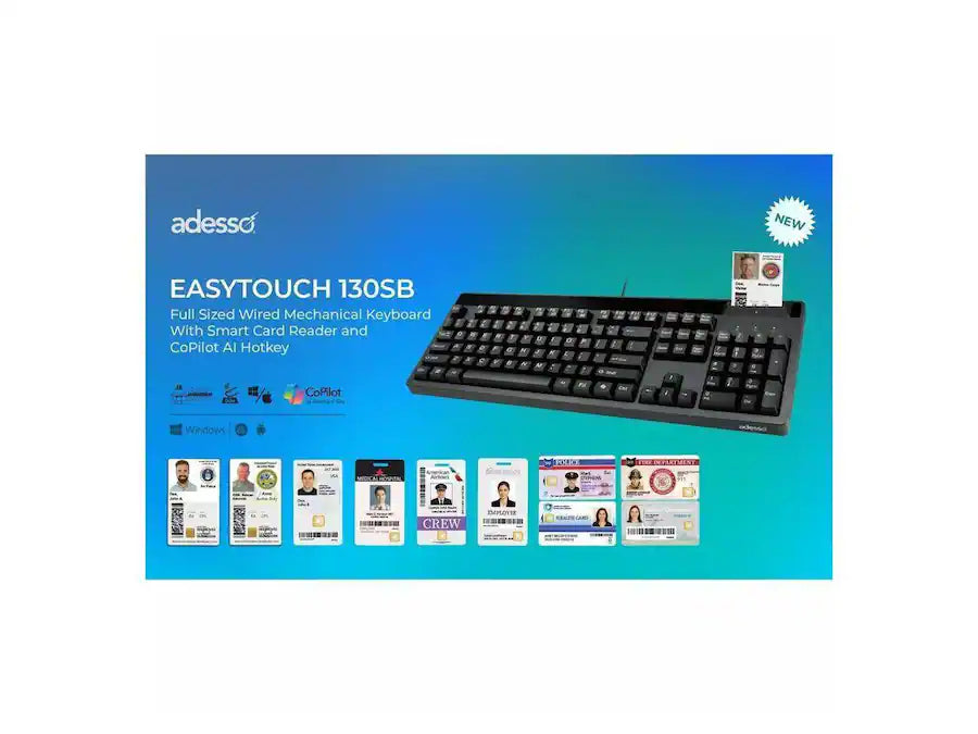 Adesso EasyTouch-130SB Smart Card Keyboard for Classrooms