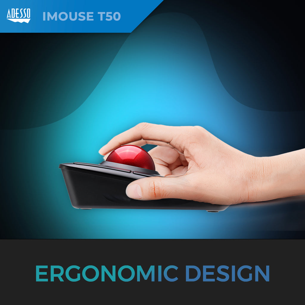 Adesso iMouse T50 Wireless Programmable Ergonomic Trackball Mouse