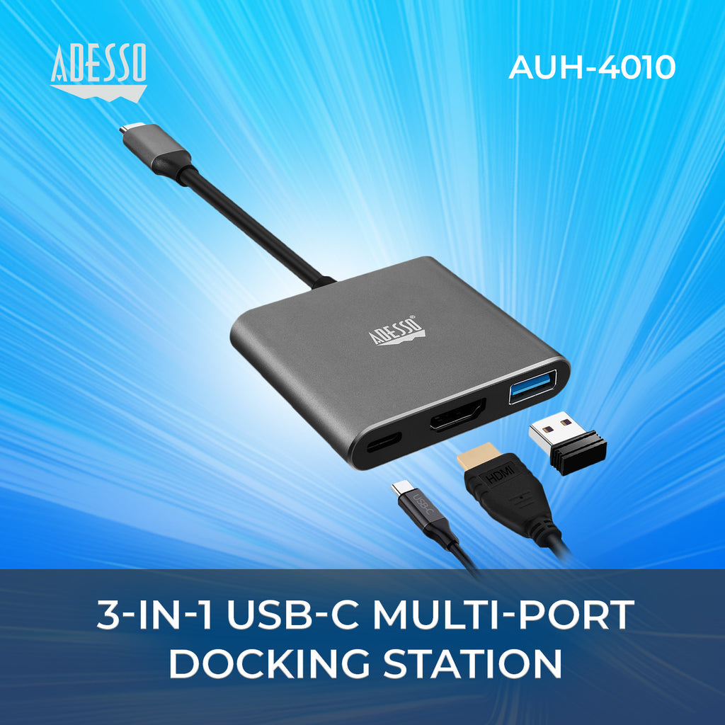 Adesso AUH-4010 3-in-1 USB-C Multiport Hub (4K HDMI)