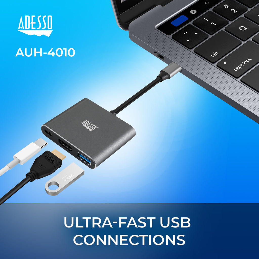 Adesso AUH-4010 3-in-1 USB-C Multiport Hub (4K HDMI)