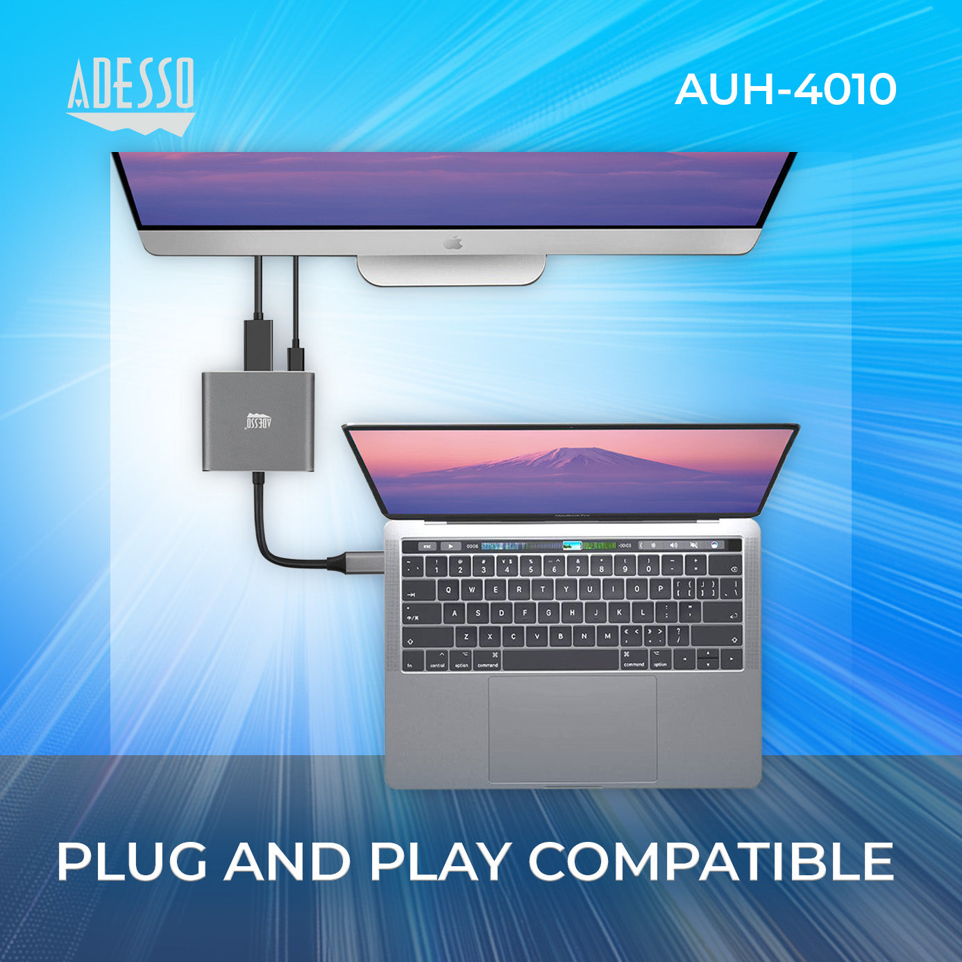 Adesso AUH-4010 3-in-1 USB-C Multiport Hub (4K HDMI)