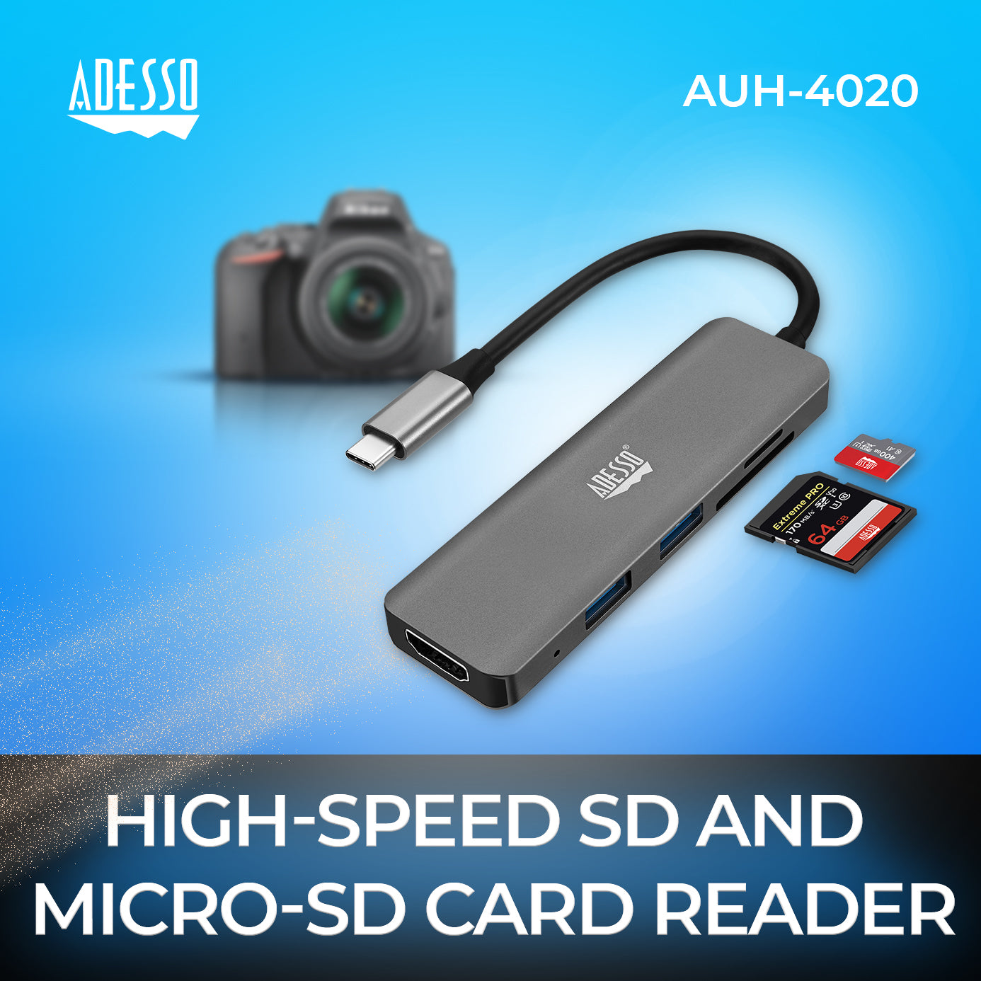 Adesso AUH-4020 6-in-1 USB-C Multi-Port Hub (4K HDMI)