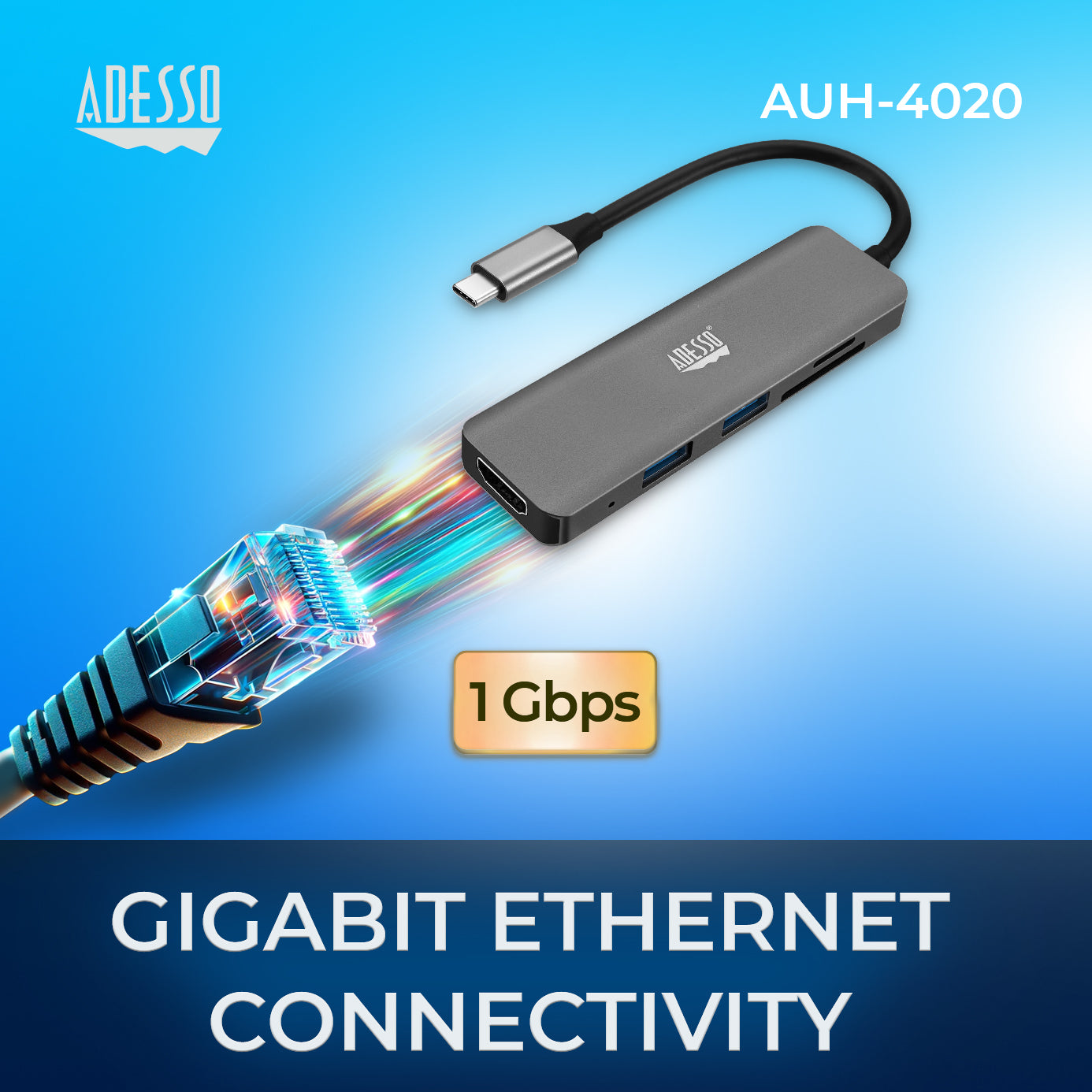 Adesso AUH-4020 6-in-1 USB-C Multi-Port Hub (4K HDMI)