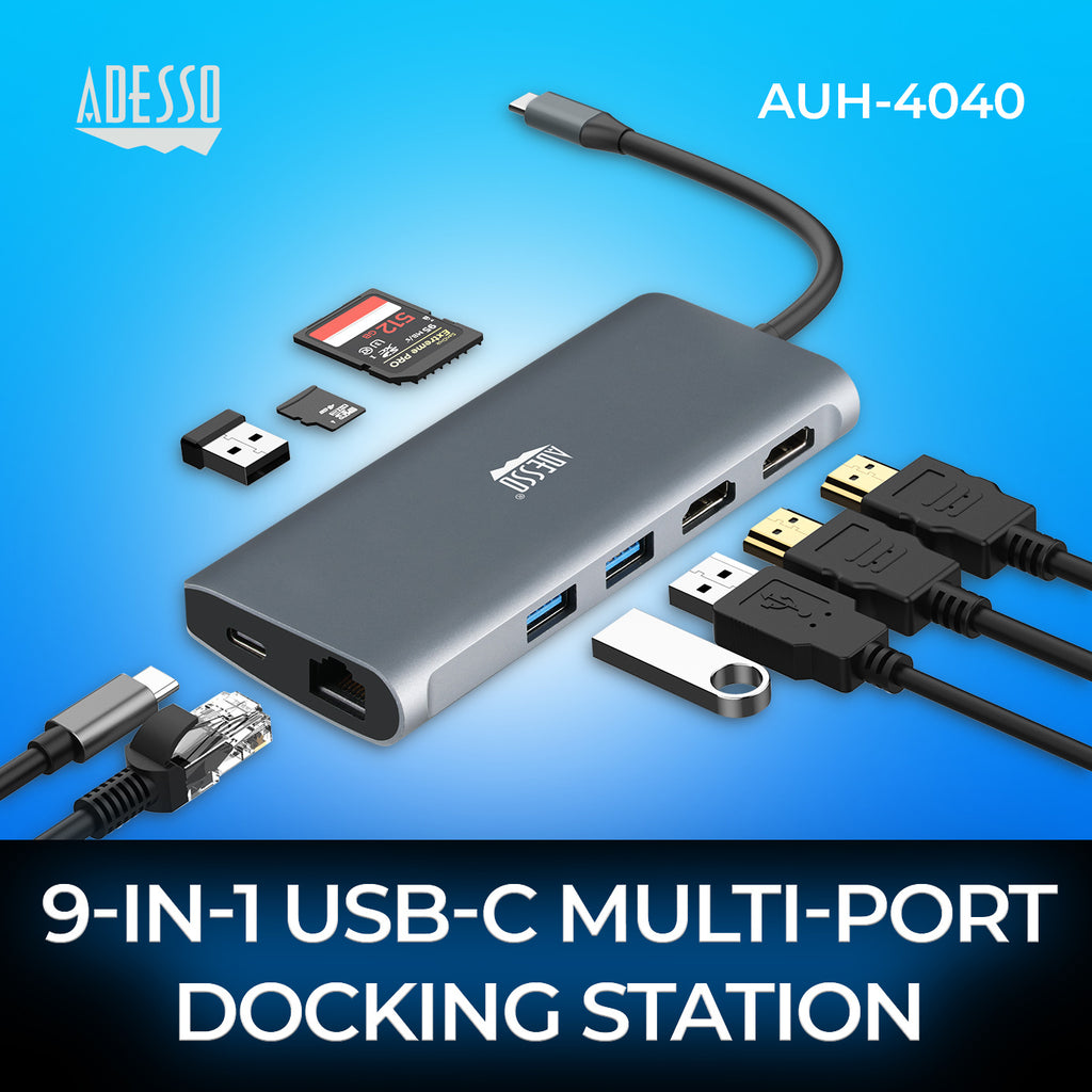 Adesso AUH-4040 9-in-1 USB-C Docking Station for Education