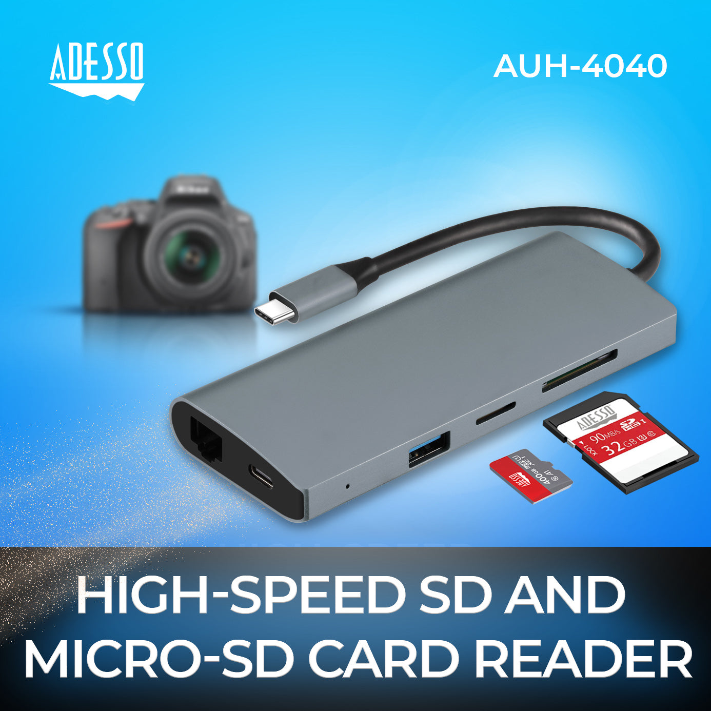 Adesso AUH-4040 9-in-1 USB-C Docking Station for Education