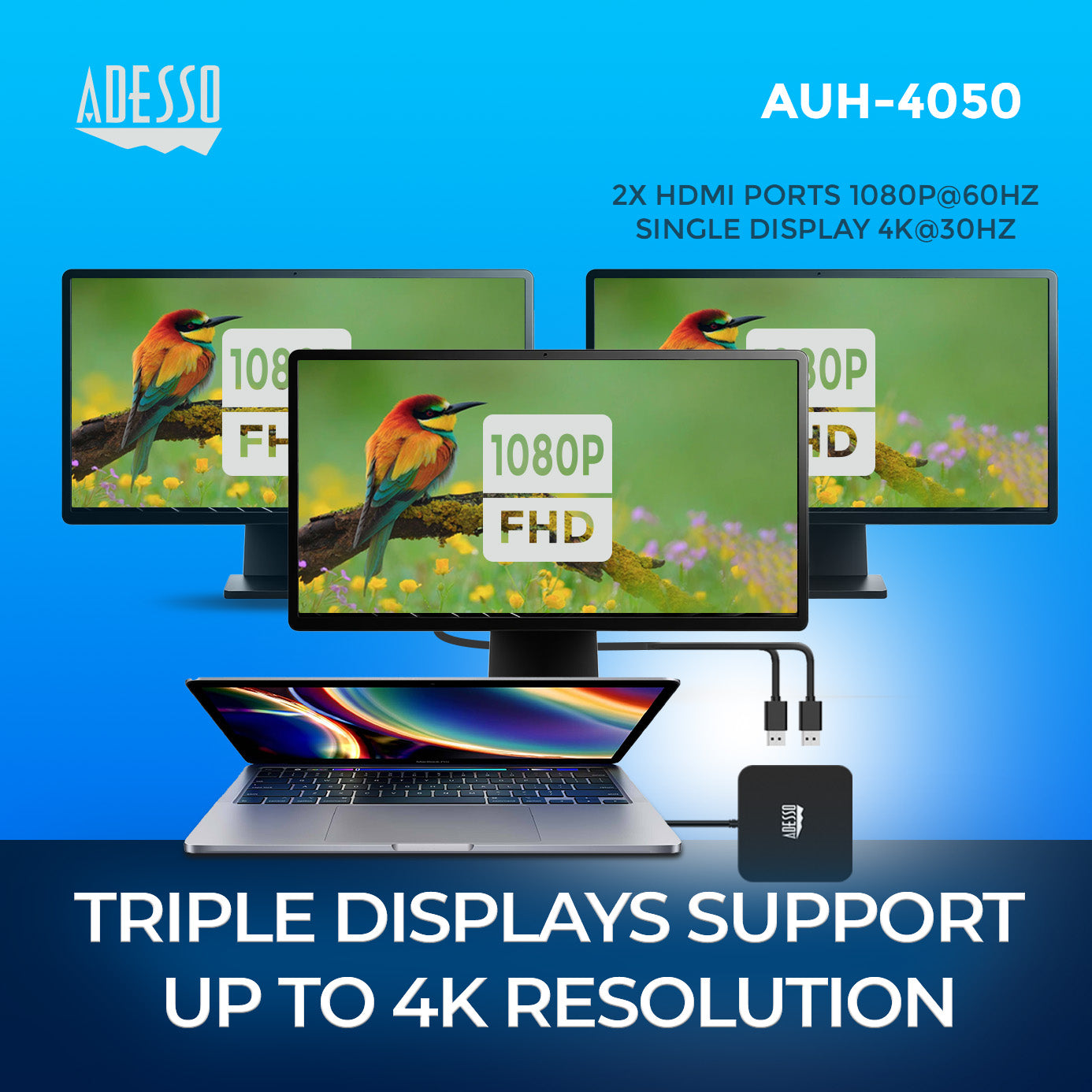 Adesso AUH-4050 10-in-1 USB-C Docking Station for Classrooms