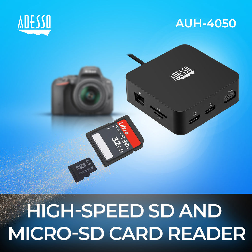 Adesso AUH-4050 10-in-1 USB-C Docking Station for Classrooms