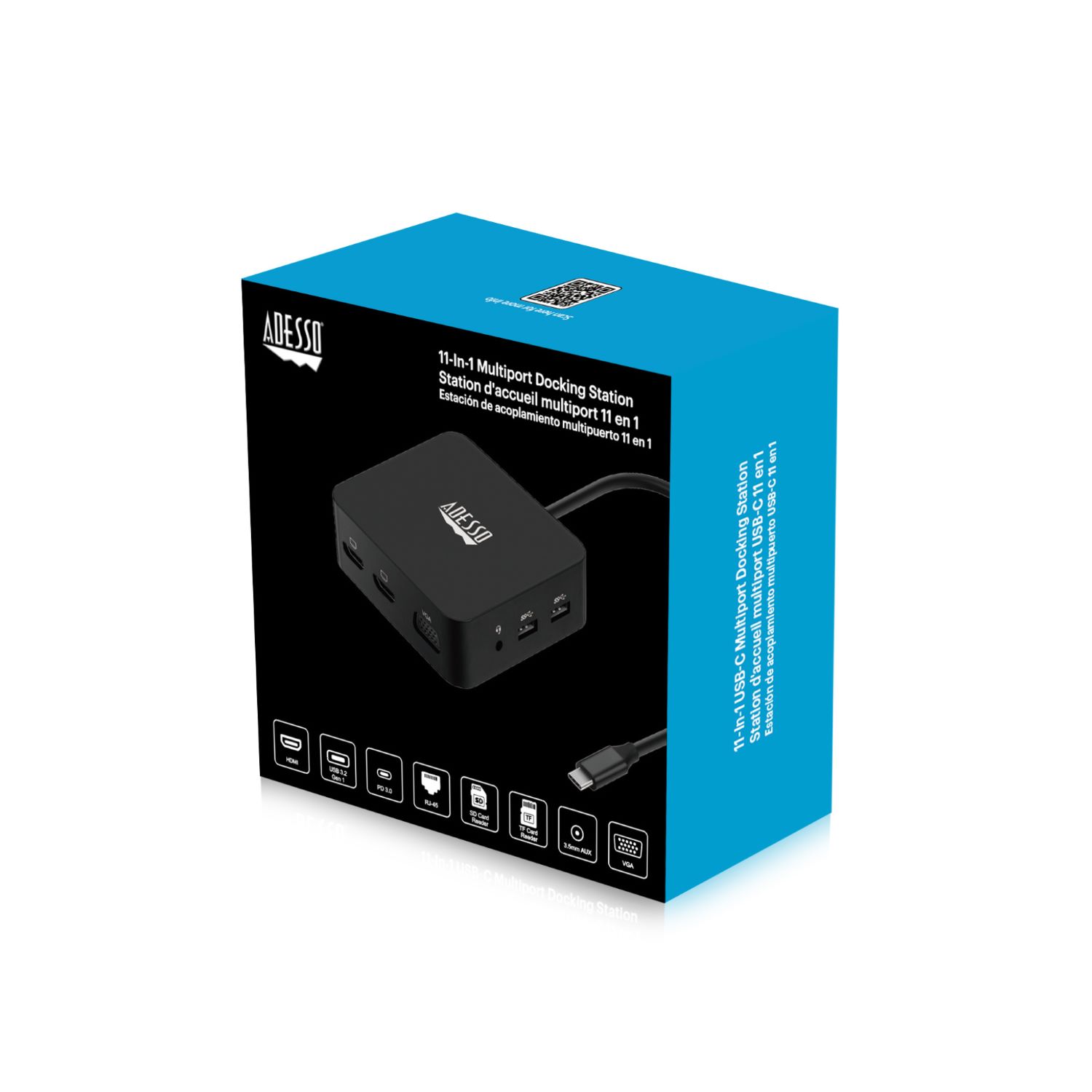 Adesso AUH-4050 10-in-1 USB-C Docking Station for Classrooms