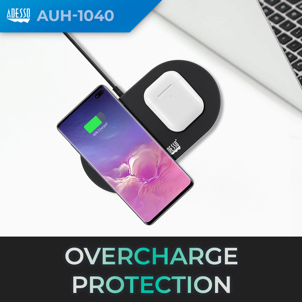 Adesso AUH-1040 Dual 15W Qi Wireless Charging Pad