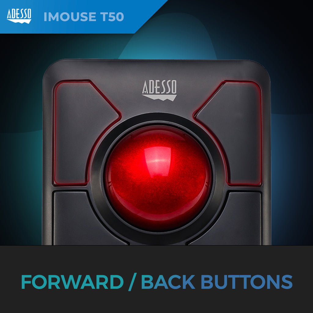 Adesso iMouse T50 Wireless Programmable Ergonomic Trackball Mouse