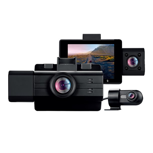 GekoGear Scout Pro 2K 3-Channel Dash Cam with GPS & Parking Mode