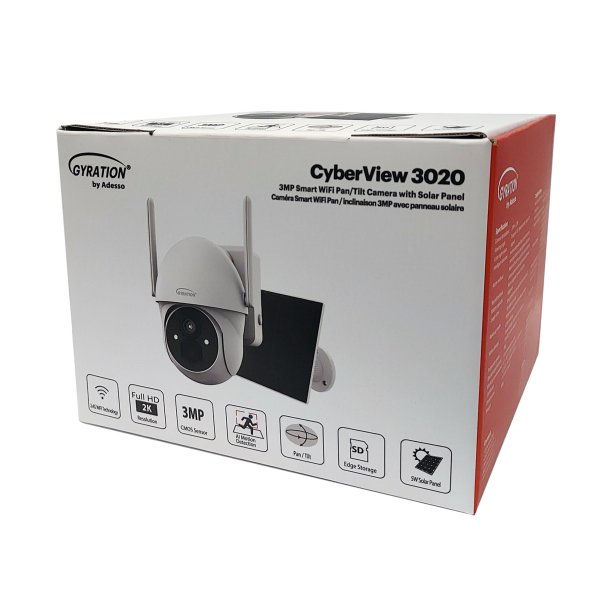 Gyration Cyberview 3020 3MP Solar-Powered Pan Tilt WiFi Security Camera
