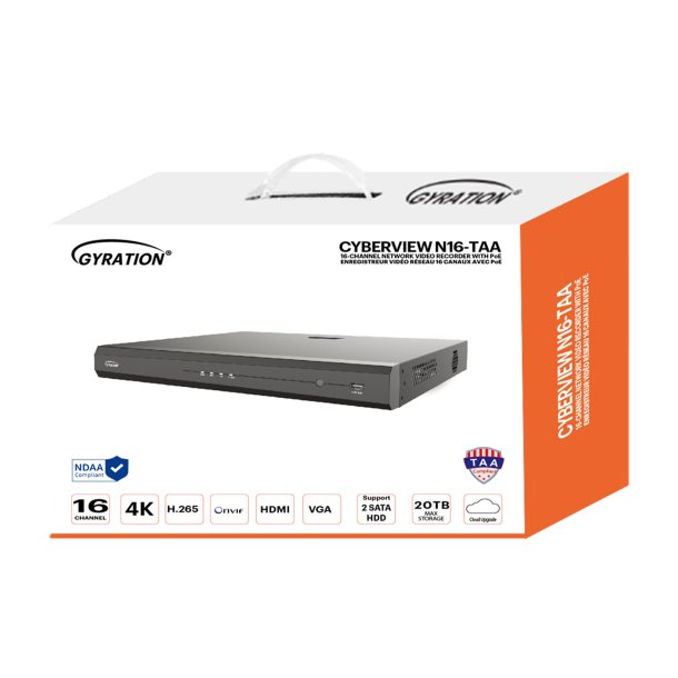 Gyration 16-Channel 4K Network Video Recorder (NVR) – TAA Compliant