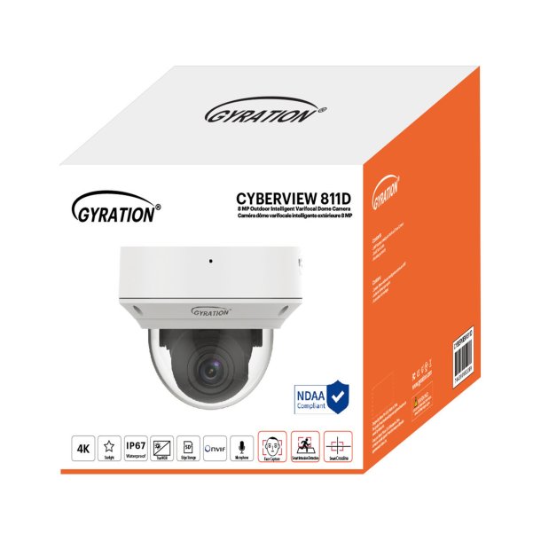 Gyration 8MP Outdoor Intelligent Varifocal Dome Camera for Schools