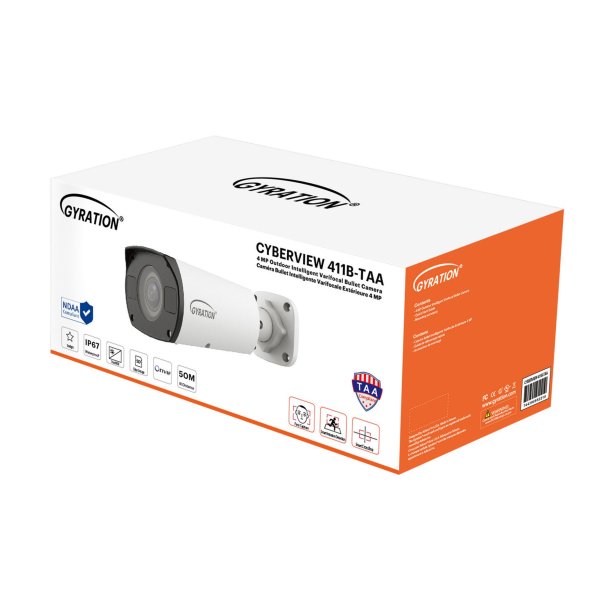 Gyration 4MP TAA Compliant Intelligent Varifocal Bullet Camera