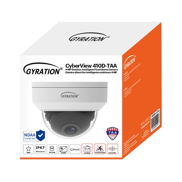 Gyration 4MP TAA-Compliant Outdoor Dome Security Camera with PoE
