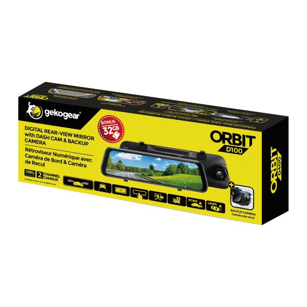 GekoGear Orbit D100 Rearview Mirror Dash Cam with Backup Camera