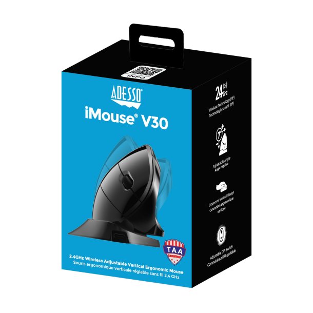 Adesso iMouse V3 TAA Adjustable Vertical Ergonomic USB Mouse