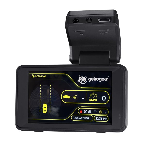 GekoGear Orbit D220 Dual AI-Powered 2K Dash Camera with Rear Camera & GPS