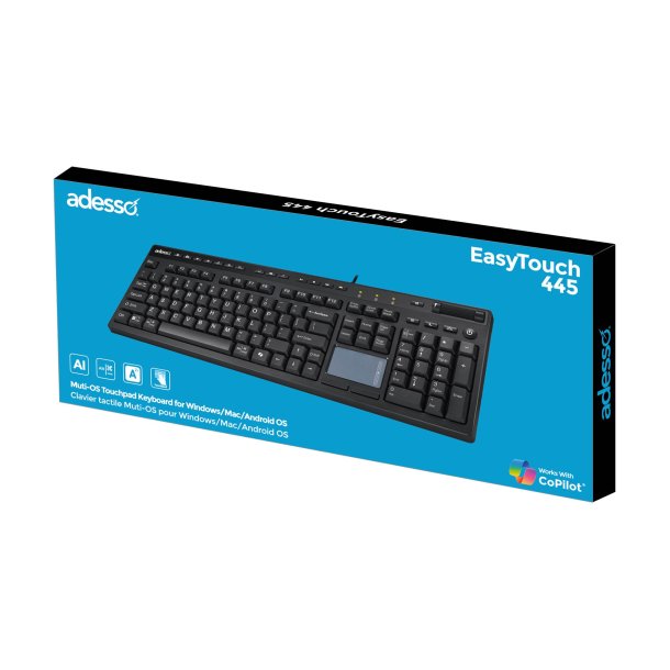 Adesso AKB-445UB Multi-OS USB Keyboard with Touchpad