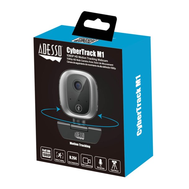 Adesso CyberTrack M1 1080P HD Face Tracking Webcam with Dual Microphones