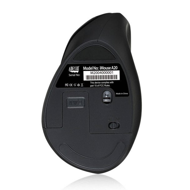 Adesso iMouse A20 Antimicrobial Wireless Vertical Ergonomic Mouse