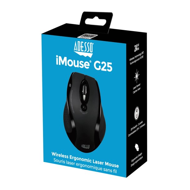 Adesso iMouse G2 Wireless Ergonomic Optical Mouse for Classrooms