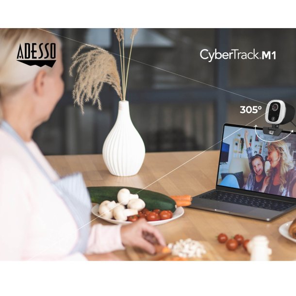 Adesso CyberTrack M1 1080P HD Face Tracking Webcam with Dual Microphones