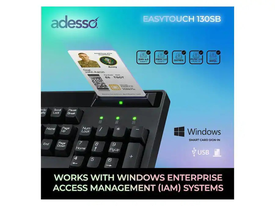 Adesso EasyTouch-130SB Smart Card Keyboard for Classrooms