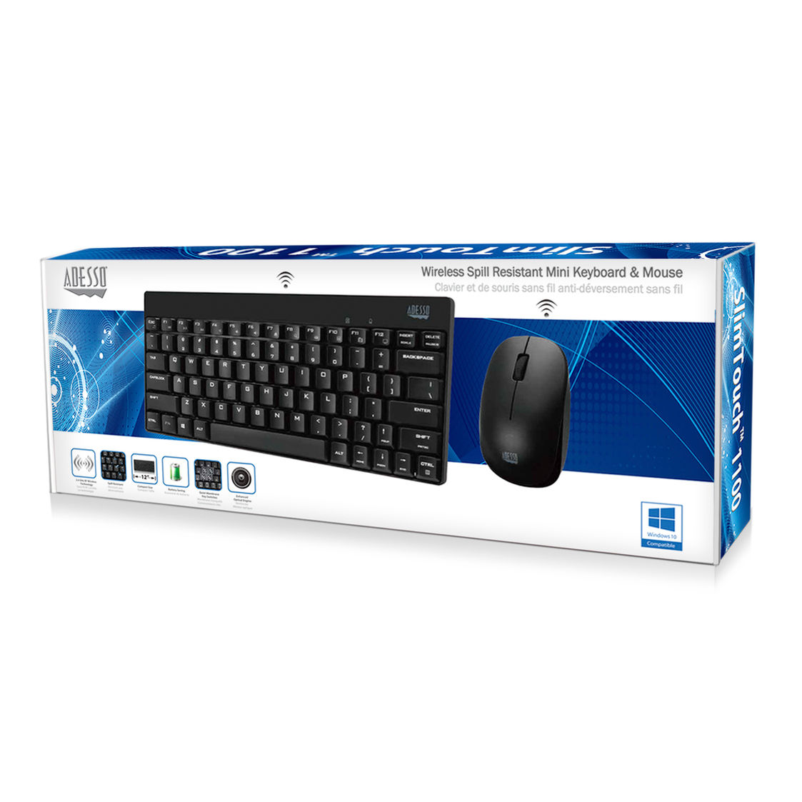 Adesso WKB-1100CB Wireless Mini Keyboard & Mouse Combo