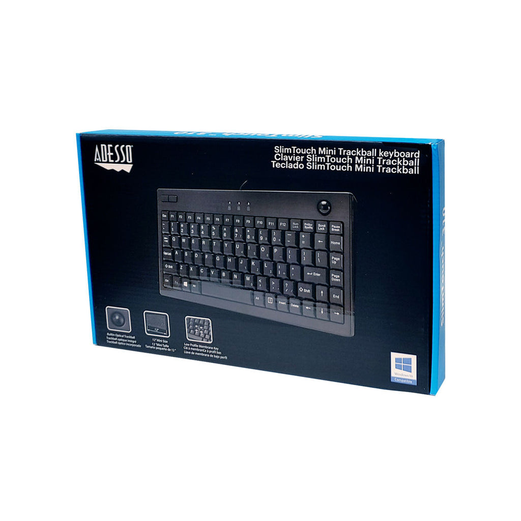 Adesso AKB-310UB Mini USB Keyboard with Integrated Trackball