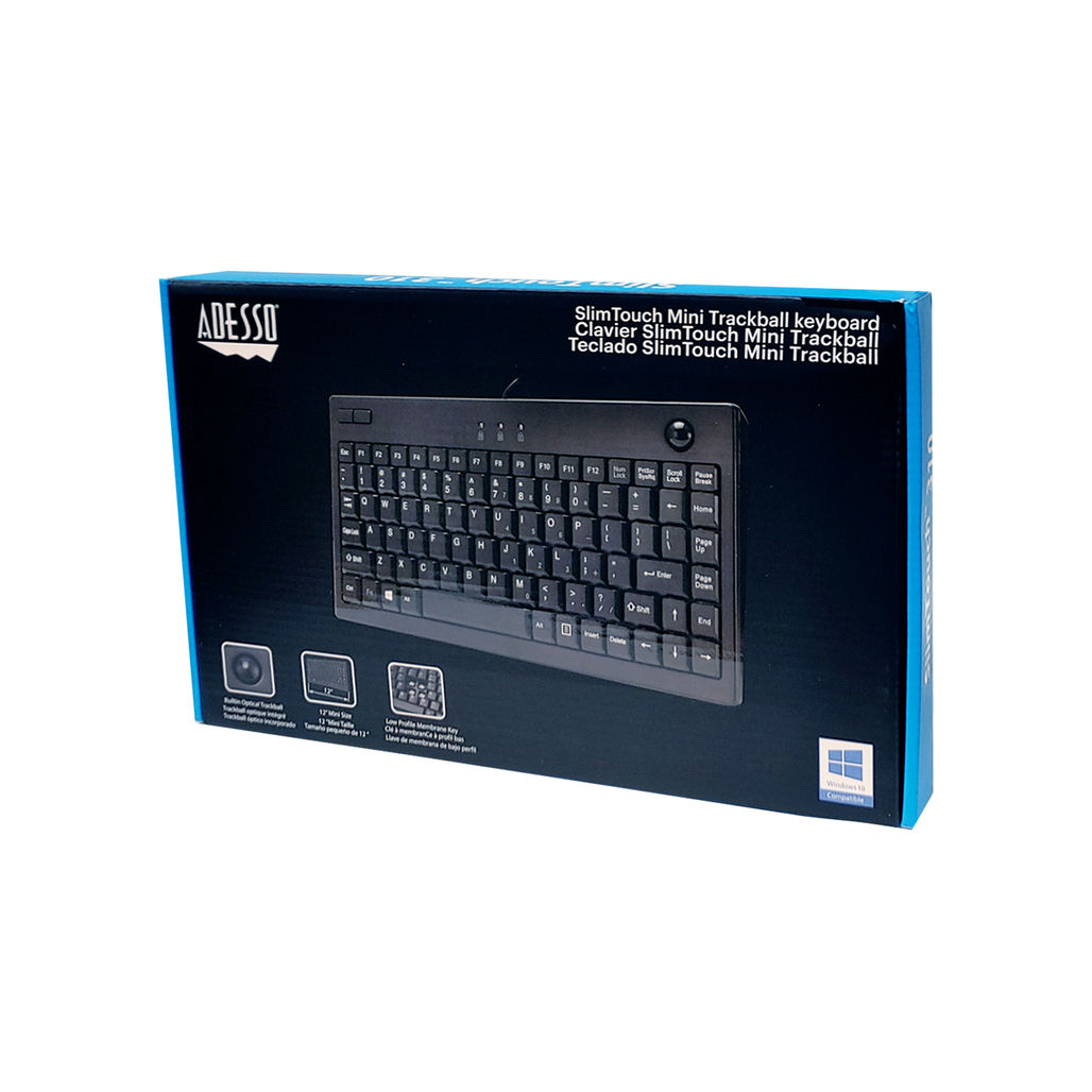 Adesso AKB-310UB Mini USB Keyboard with Integrated Trackball