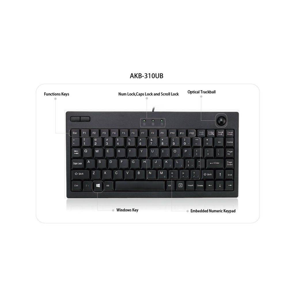 Adesso AKB-310UB Mini USB Keyboard with Integrated Trackball